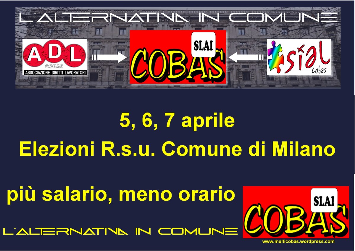 Elezioni R.s.u. 2022 comune di Milano. Vota Slai&nbsp;Cobas